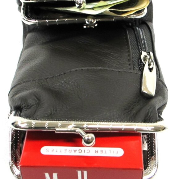 ROMA LEATHER Cigarette Case Holder with Purse Coin Purse- Black 💸 - Picture 7 of 7